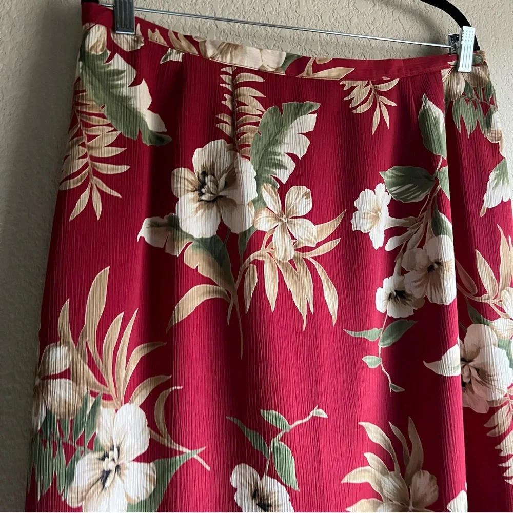 Vintage Alfred Dunner Hawaiian Red Tropical Print Midi skirt, size 18W